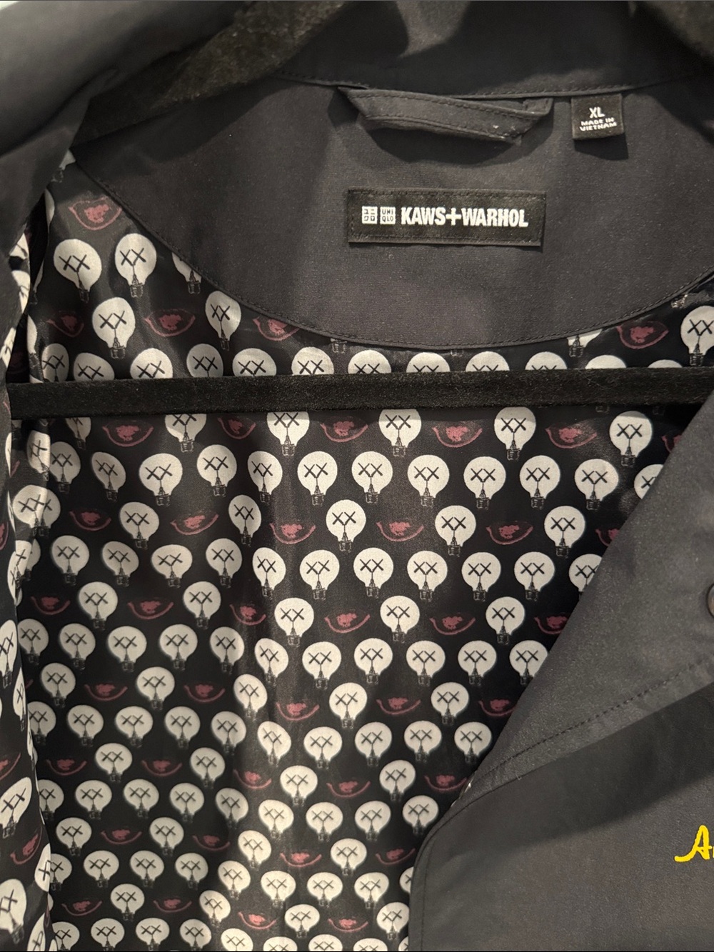 Uniqlo x KAWS Black Varsity Jacket with Yellow Banana Detail - Picture 5 of 8